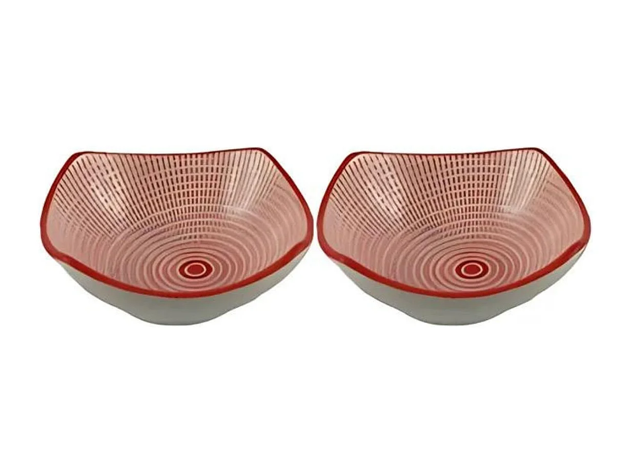 Pack de 3 cuencos para snack cerámica rojo 6x10x10 cm