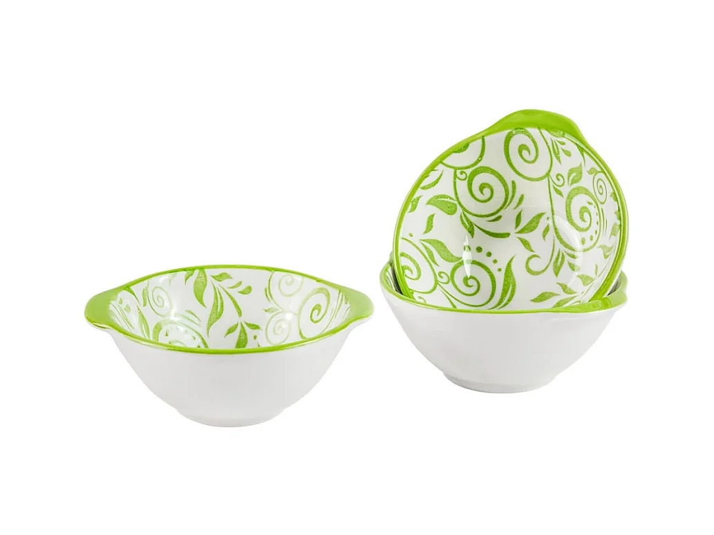 Pack de 3 cuencos para snack cerámica verde 6x10x10 cm