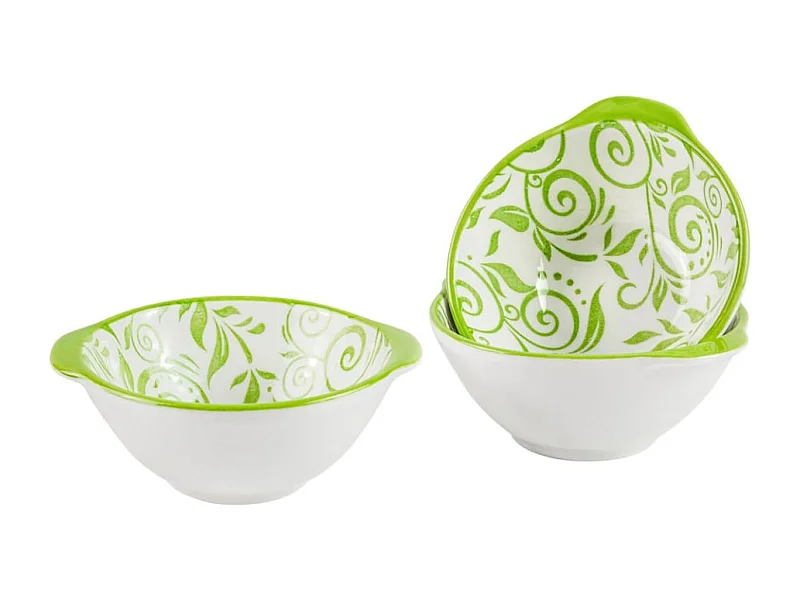 Pack de 3 cuencos para snack cerámica verde 6x10x10 cm