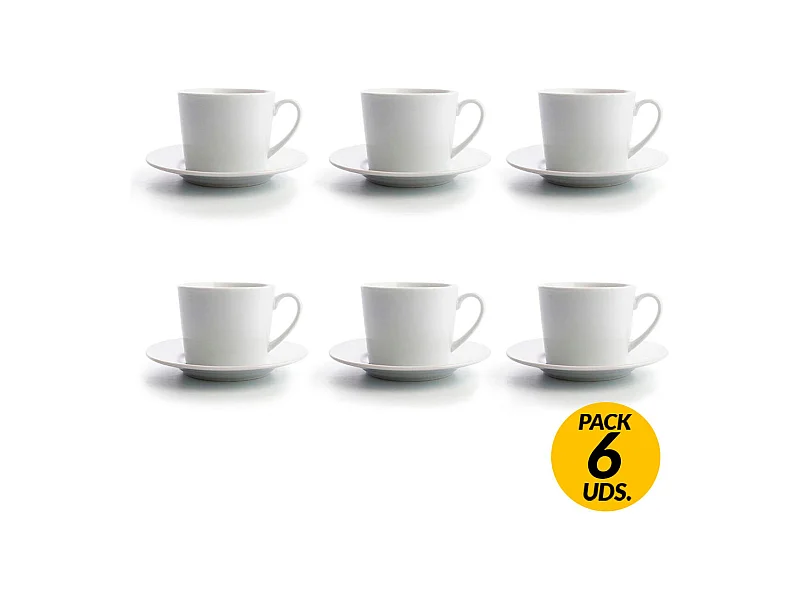 Pack de 6 tazas de café Renova Blanca Quid con plato blanco