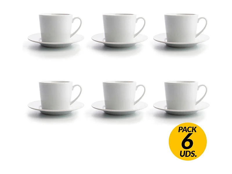 Pack de 6 tazas de café Renova Blanca Quid con plato blanco