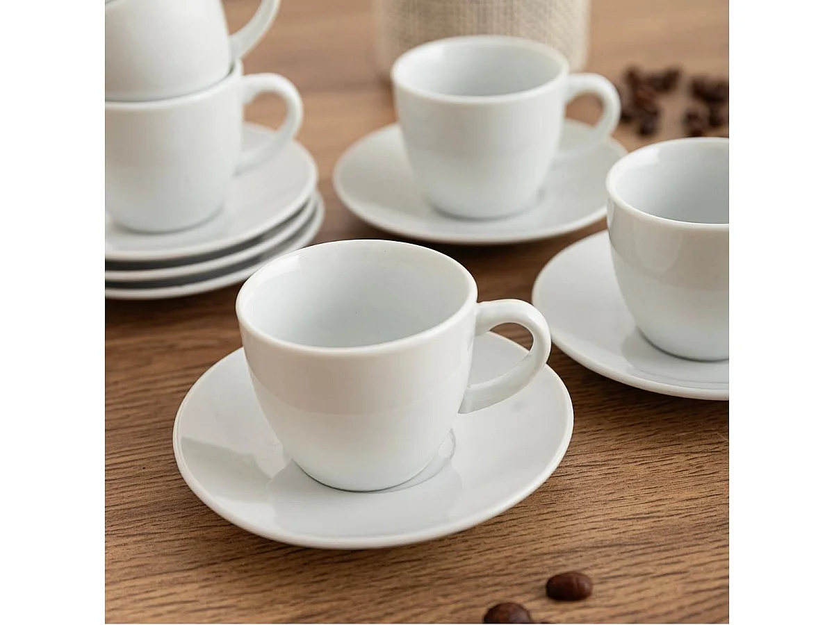 Pack de 6 tazas New Renova Quid con plato porcelana blanco