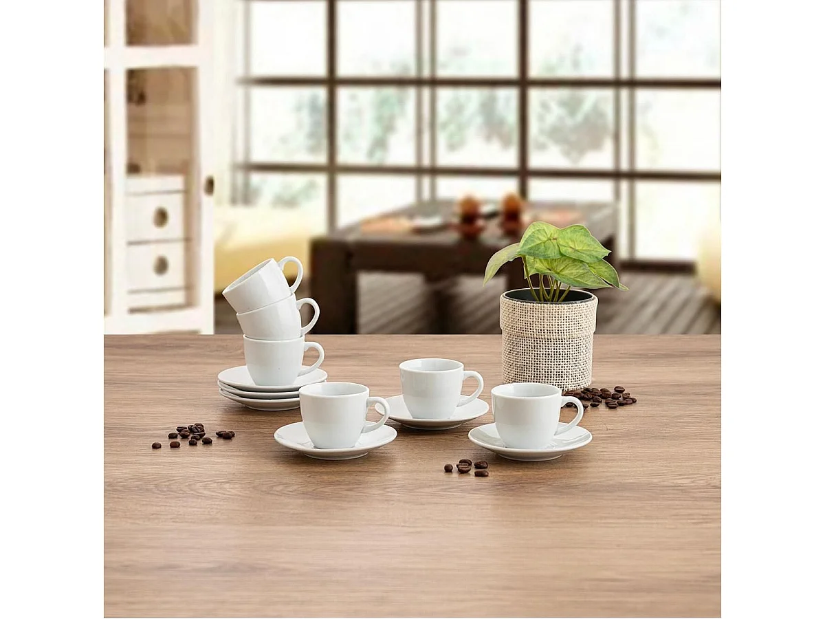 Pack de 6 tazas New Renova Quid con plato porcelana blanco