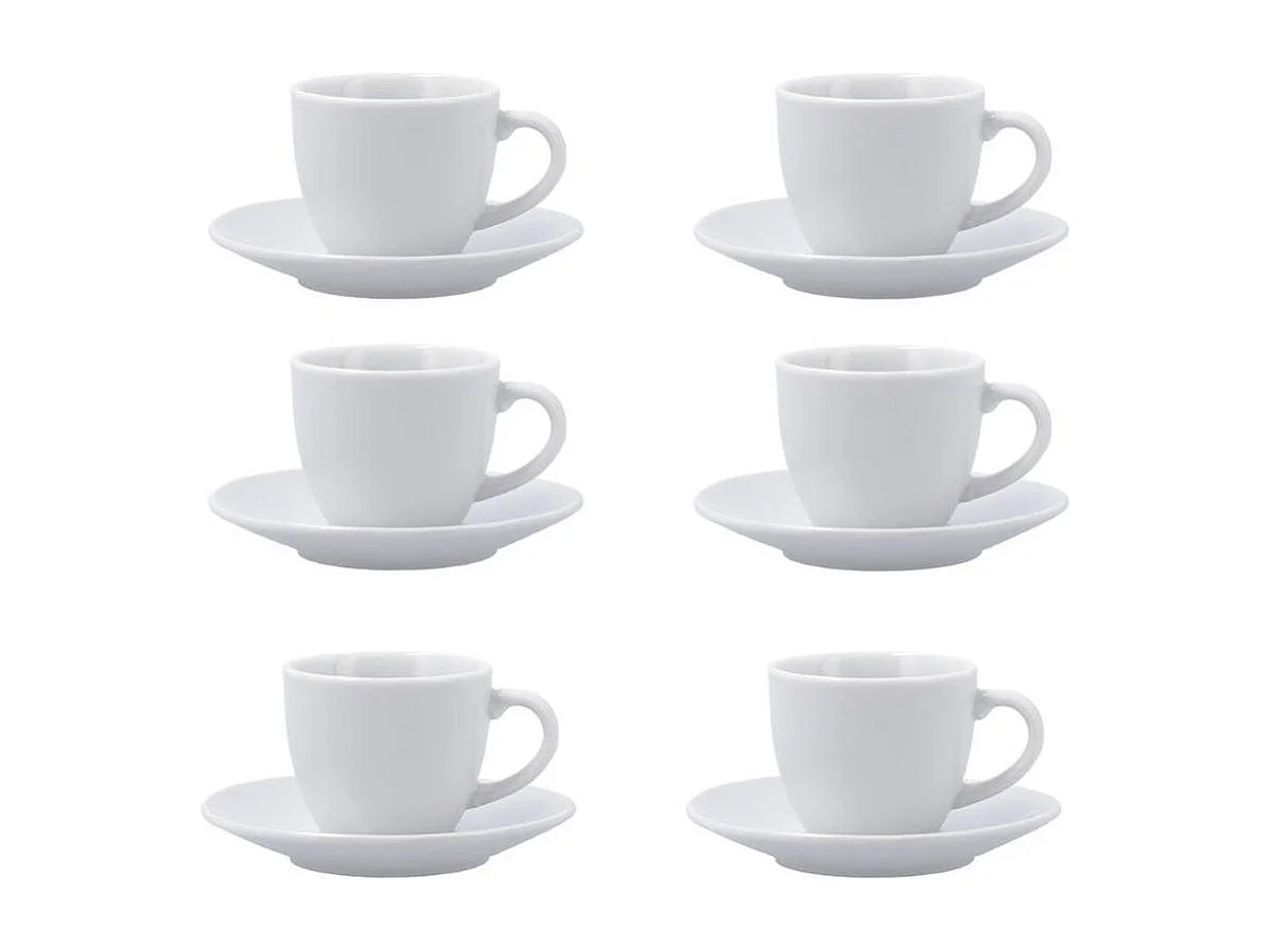 Pack de 6 tazas New Renova Quid con plato porcelana blanco