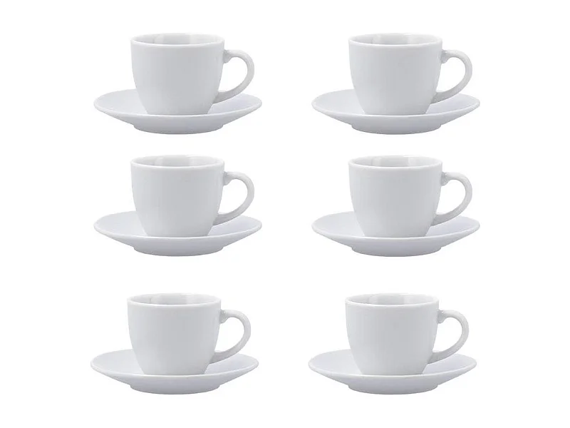 Pack de 6 tazas New Renova Quid con plato porcelana blanco