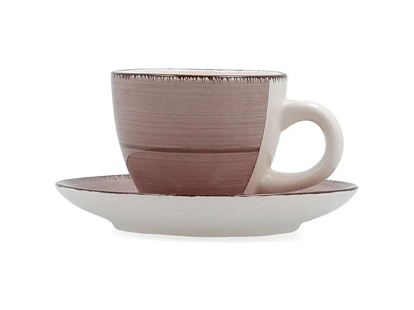 Pack de 6 tazas Vita Morning Quid con platillo cerámica rosa 9 cl
