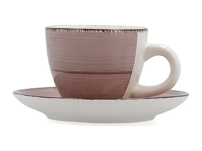 Pack de 6 tazas Vita Morning Quid con platillo cerámica rosa 9 cl