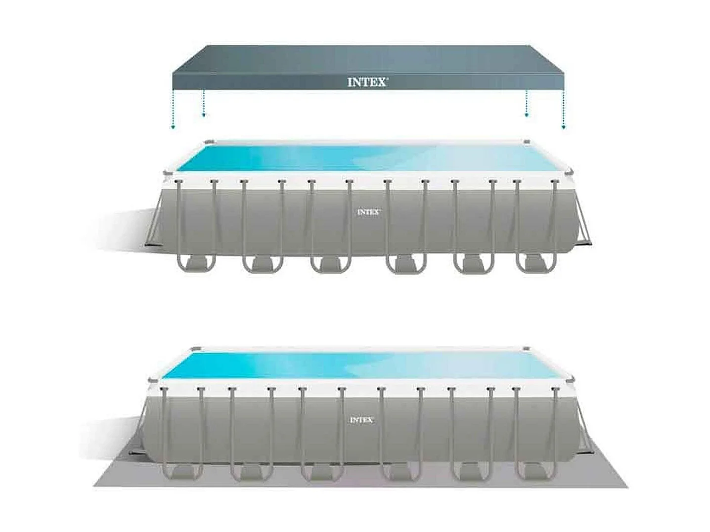 Piscina desmontable Ultra XTR Frame Intex con malla+pelota de voleibol 31805L gris 732x366 cm