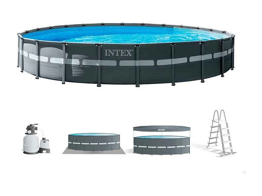 Piscina redonda desmontable Ultra XTR Frame Intex 47241L con depuradora gris oscuro Ø732x132 cm