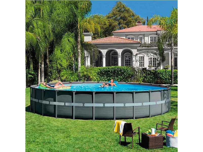 Piscina redonda desmontable Ultra XTR Frame Intex 47241L con depuradora gris oscuro Ø732x132 cm