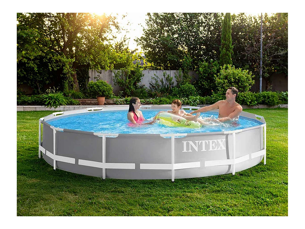 Piscina tubular Prism Frame redonda 3,66 x 0,76 m - Intex - Gris claro