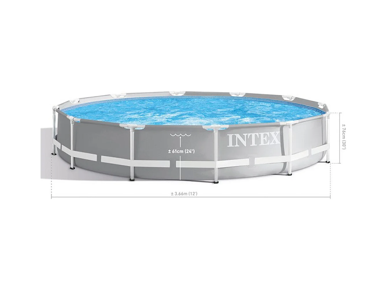 Piscina tubular Prism Frame redonda 3,66 x 0,76 m - Intex - Gris claro