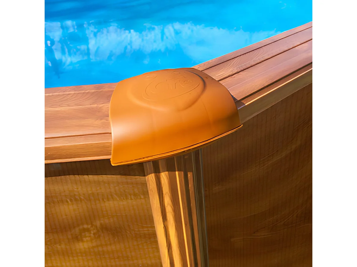 Piscina Pacific Gre redonda pared acero marrón Ø300x120 cm