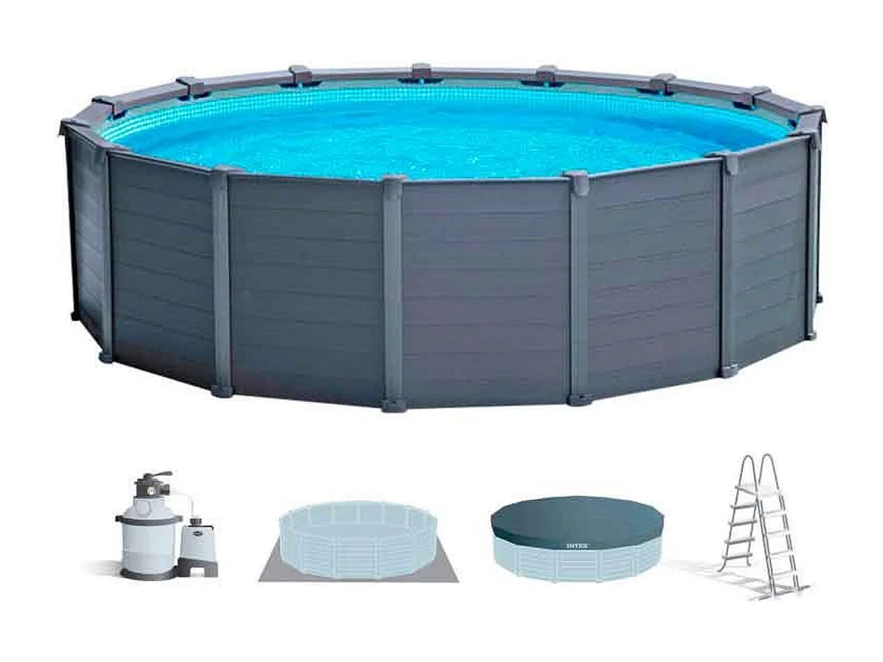 Piscina fuori terra in grafite Intex 26384 ex 26382 Rotonda 478x124 cm