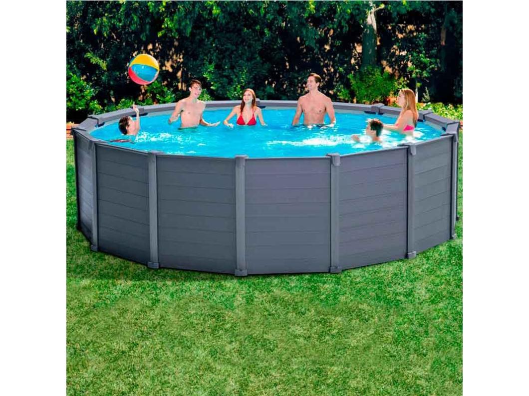 Piscina desmontable Graphite Grey Panel Intex 16805L con depuradora+accesorios gris Ø478x124 cm
