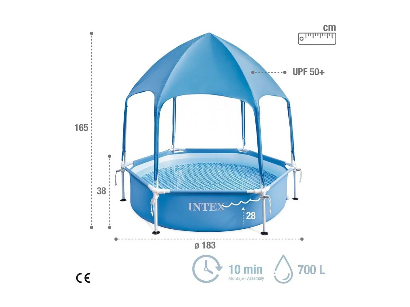 Piscina rotonda Intex Canopy Metal Frame con tettoia parasole 28209