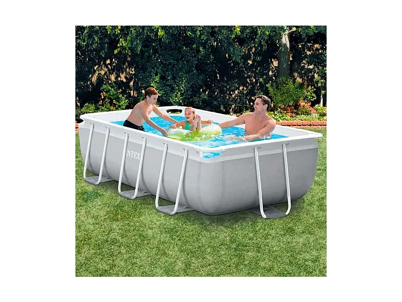 Piscina rectangular desmontable Prism Frame Intex 3539L con depuradora+escalera gris 300x175 cm