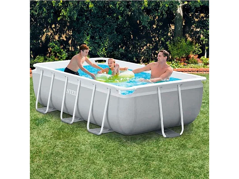 Piscina rectangular desmontable Prism Frame Intex 3539L con depuradora+escalera gris 300x175 cm