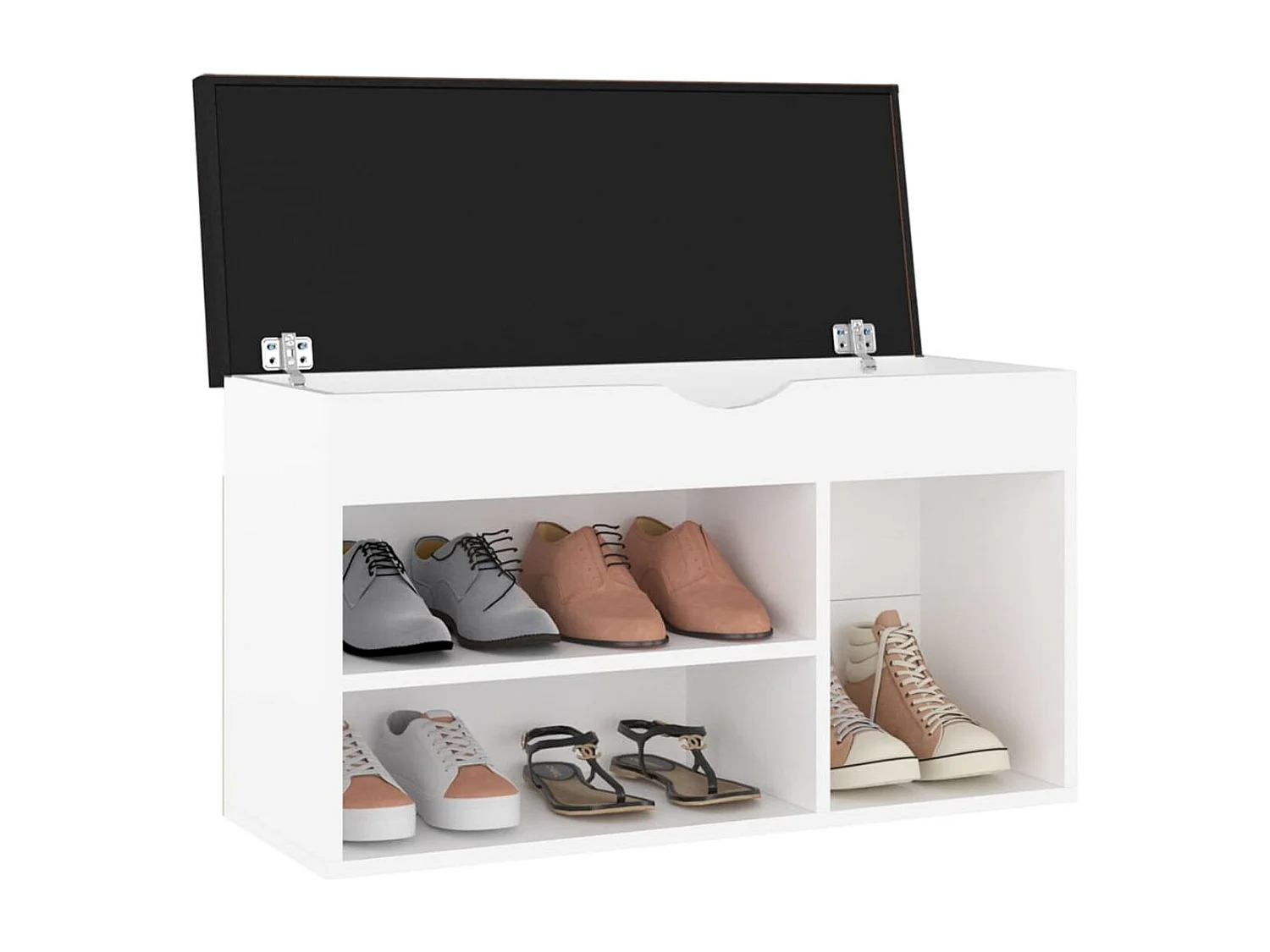 Schuhbank mit Kissen Weiß 80x30x47 cm Holzwerkstoff