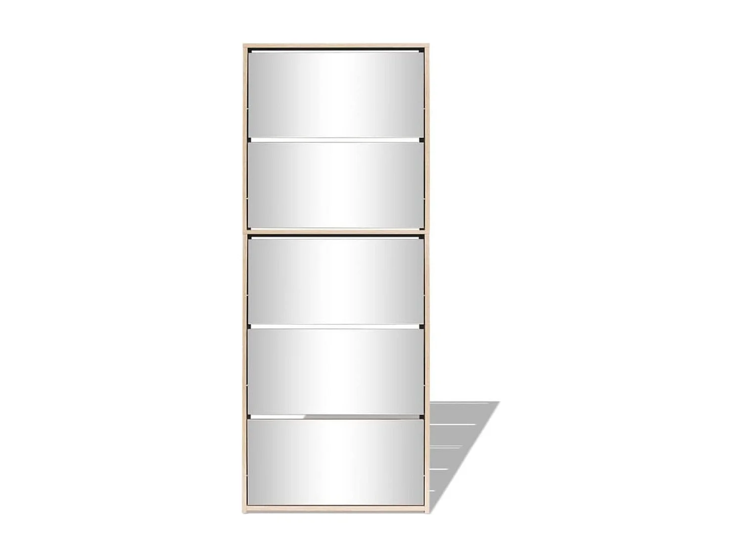 Schuhschrank mit 5 Fächern Spiegel Eiche 63x17x169,5 cm