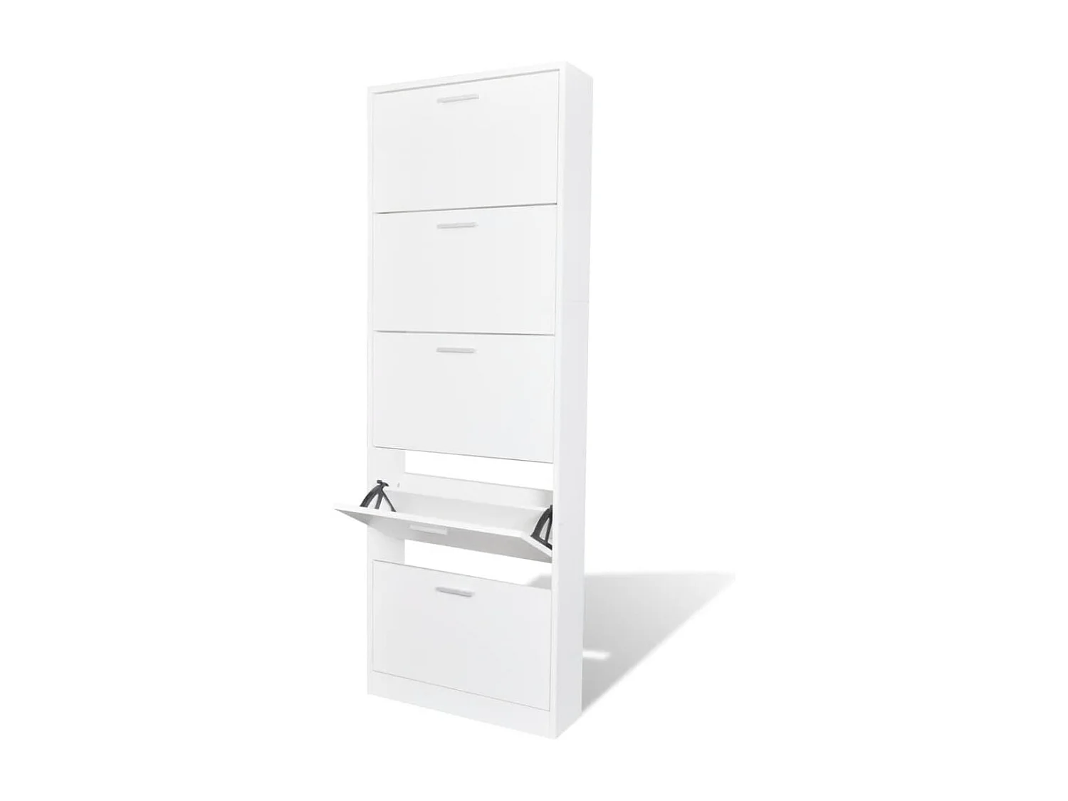 Schuhschrank mit 5 Schuhkippern Weiß Holz