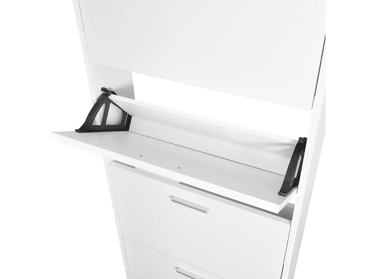 Schuhschrank mit 5 Schuhkippern Weiß Holz