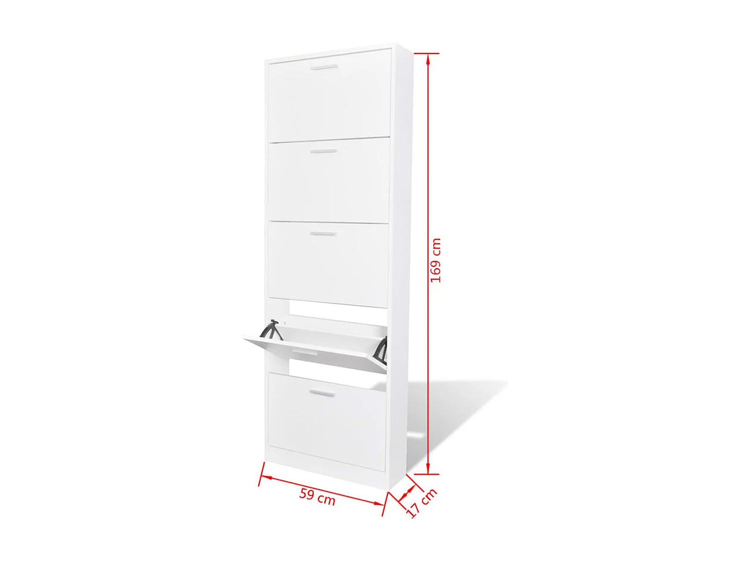 Zapatero Harley 5 compartimentos abatibles blanco 169x59x17 cm