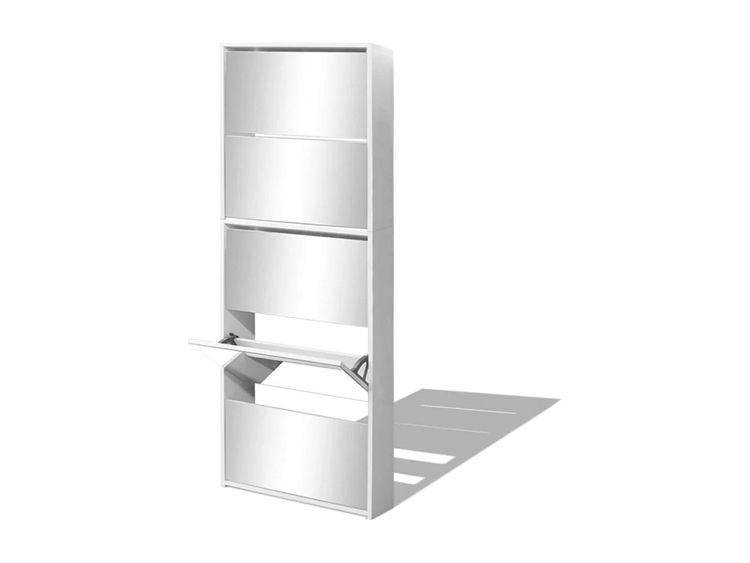 Schuhschrank mit 5 Fächern Spiegel Weiß 63×17×169,5 cm