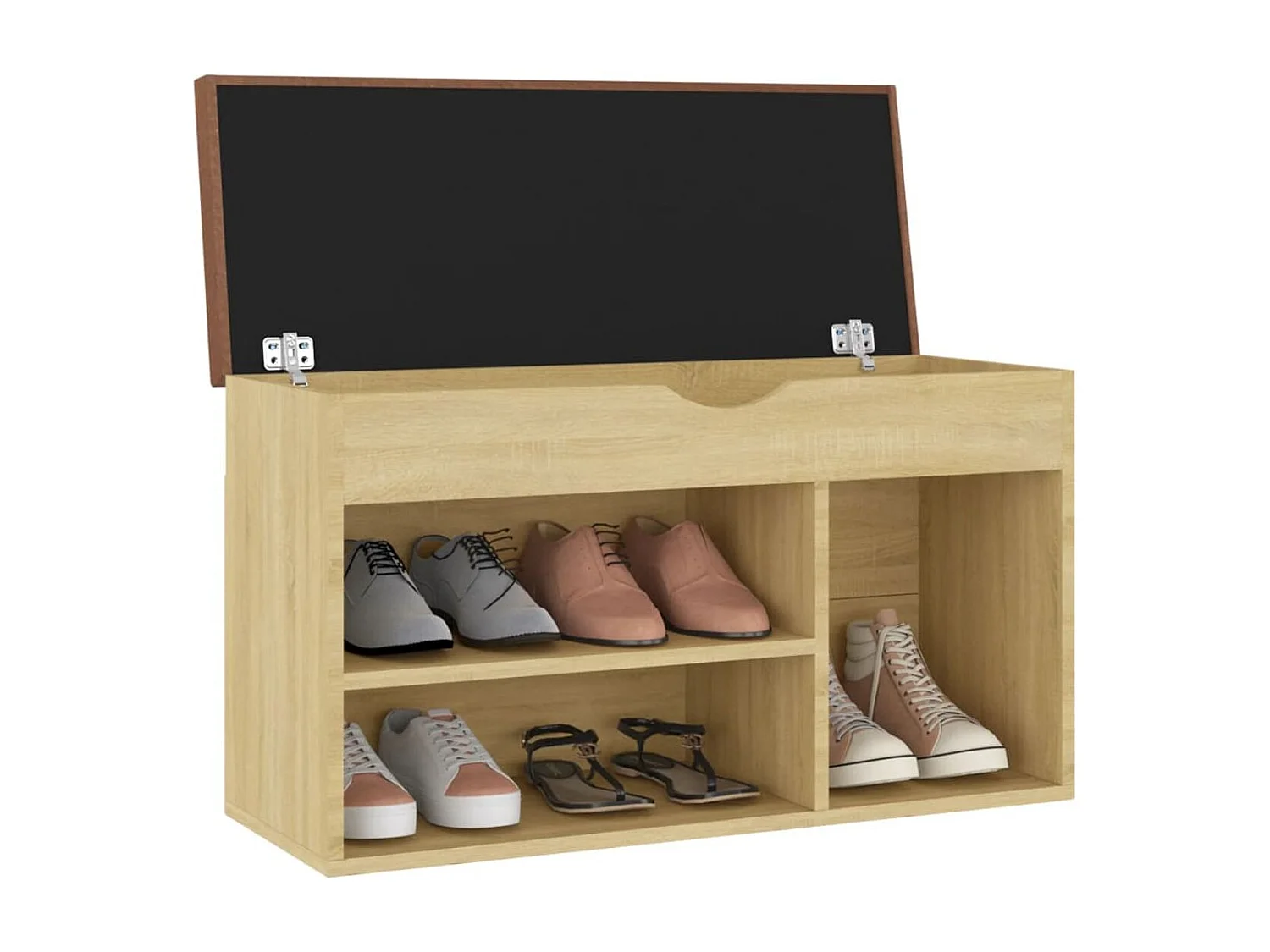 Schuhbank mit Kissen Sonoma-Eiche 80x30x47 cm Holzwerkstoff