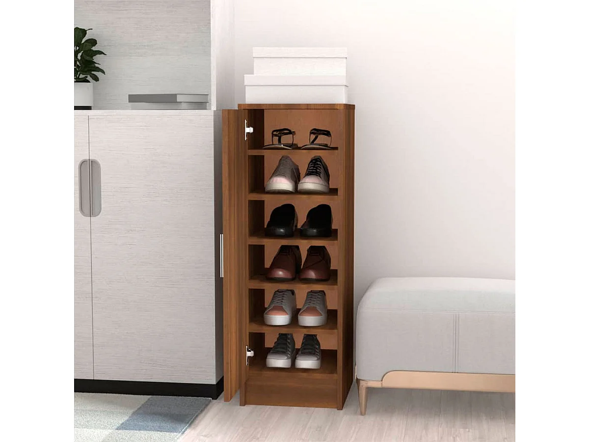 Schuhregal Braun Eichen-Optik 32x35x92 cm Holzwerkstoff