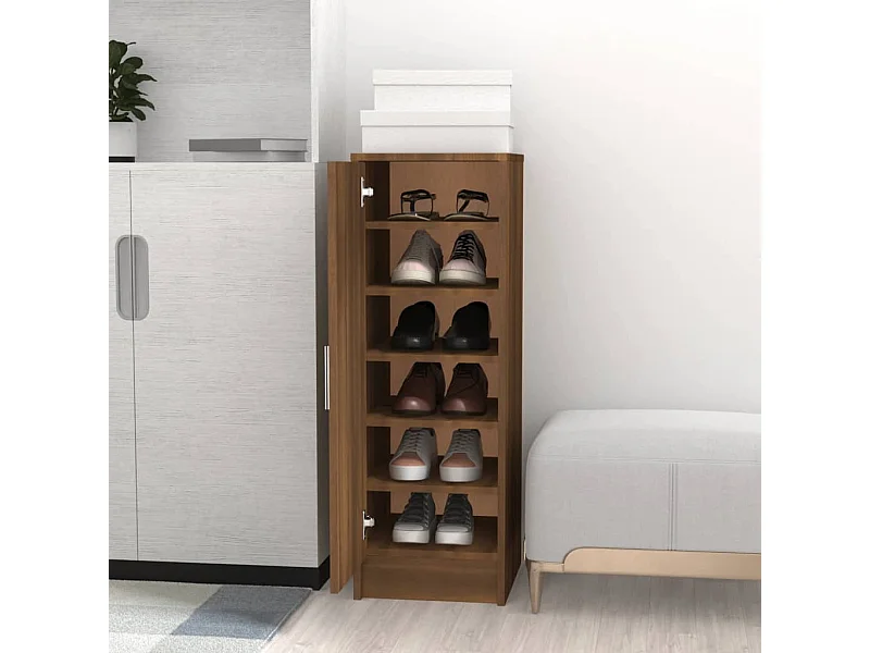 Schuhregal Braun Eichen-Optik 32x35x92 cm Holzwerkstoff