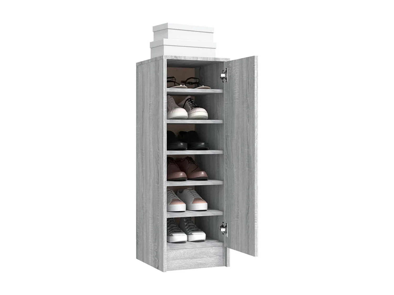Mueble zapatero 1 puerta 6 compartimentos gris claro 92x32x35 cm
