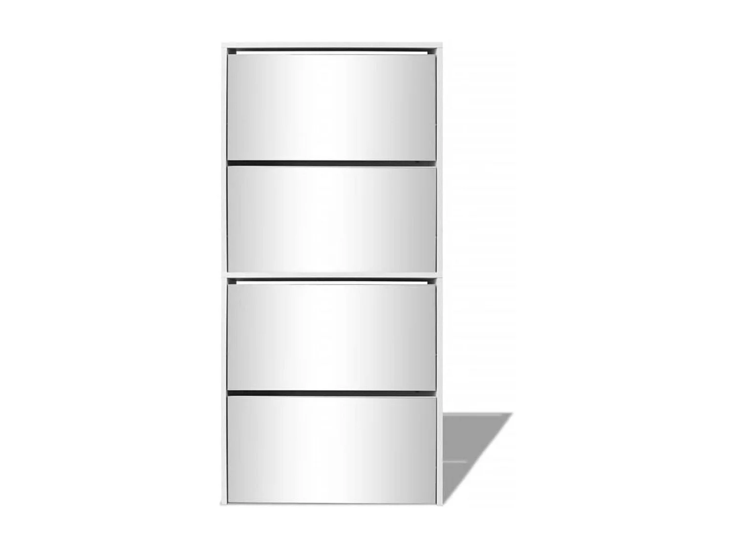 Schuhschrank mit 4 Fächern Spiegel Weiß 63×17×134 cm