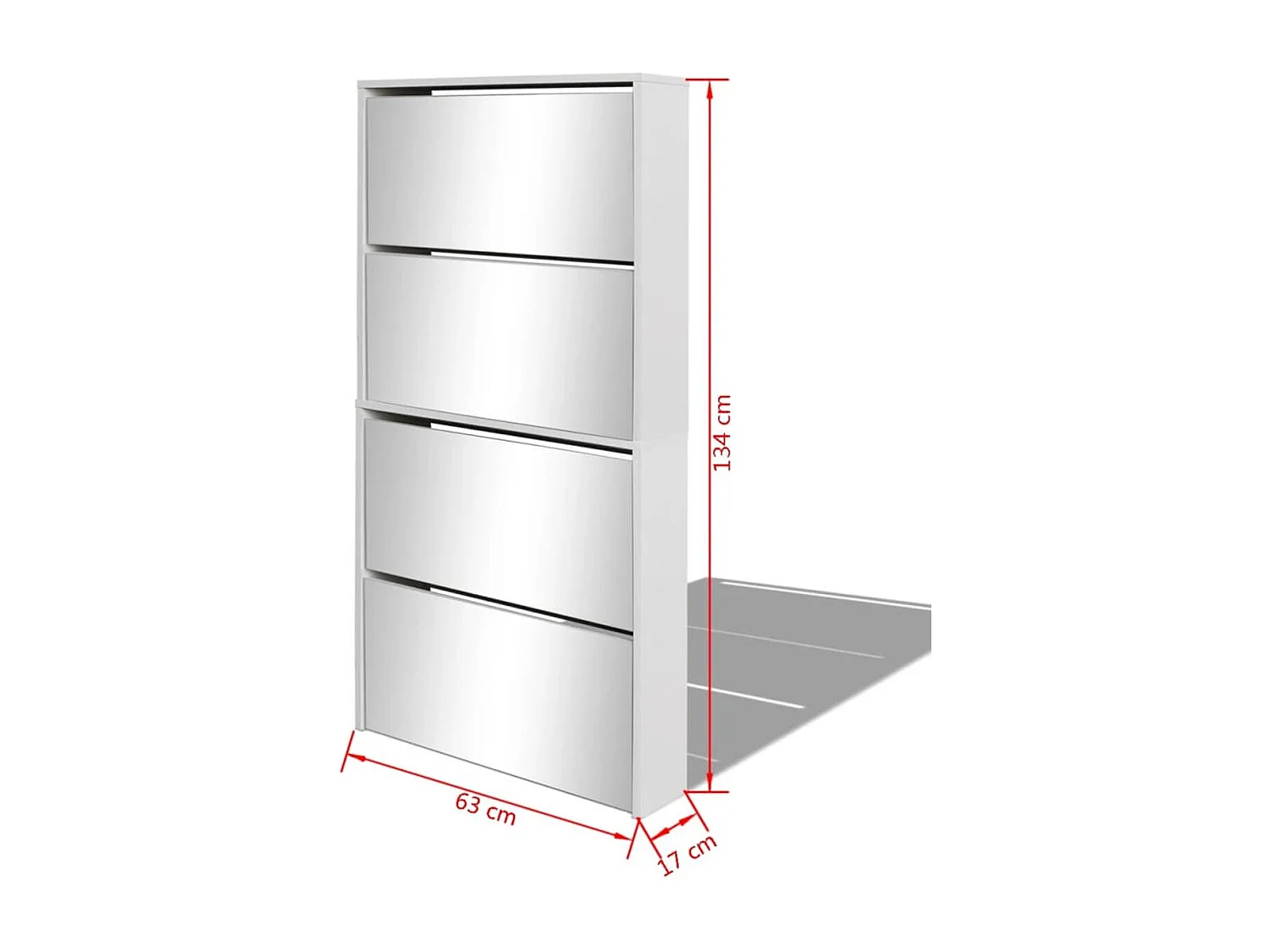 Zapatero Fósforo 4 niveles con espejo blanco 134x63x17 cm