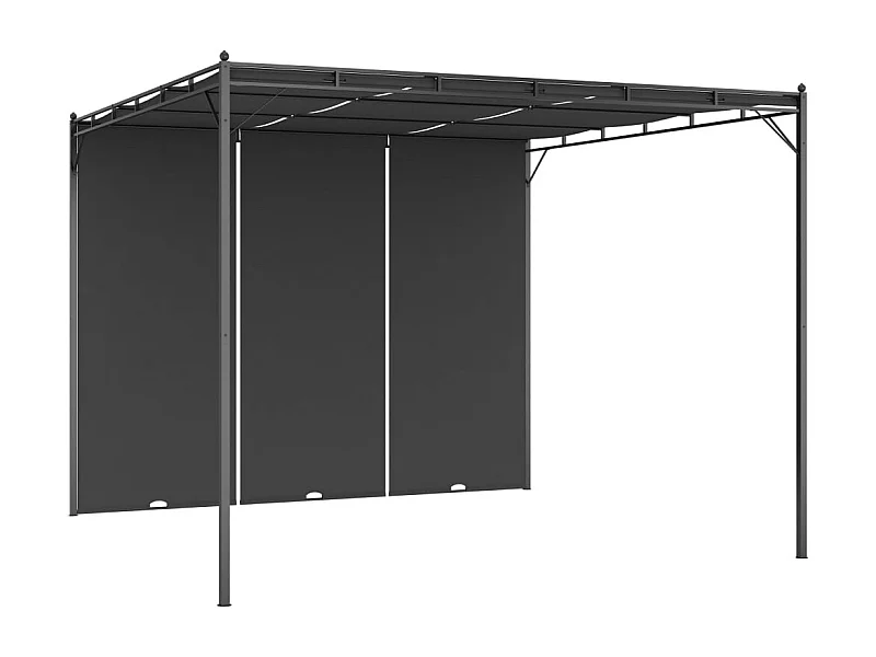 Gartenpavillon mit Seitenvorhang 3x3x2,25 m Anthrazit