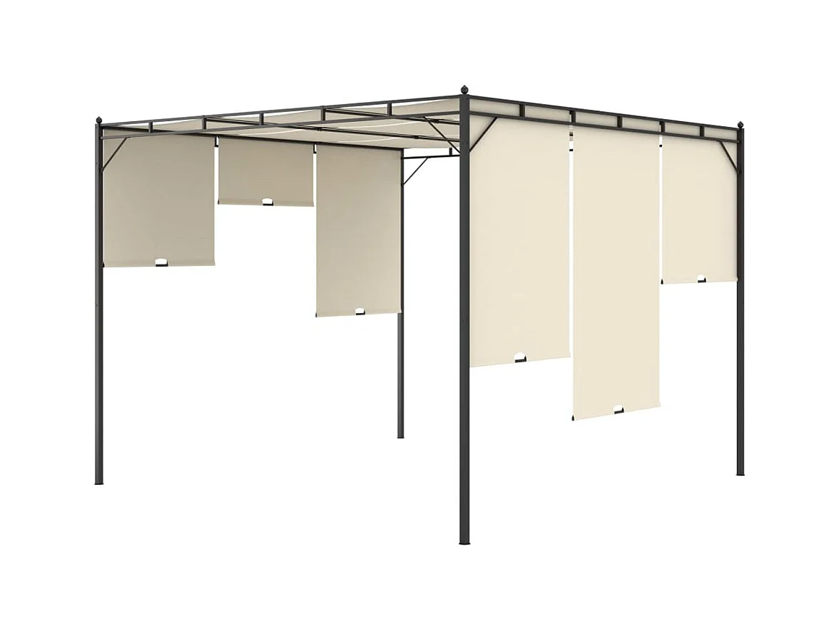 Gartenpavillon mit Seitenvorhang 3x3x2,25 m Creme