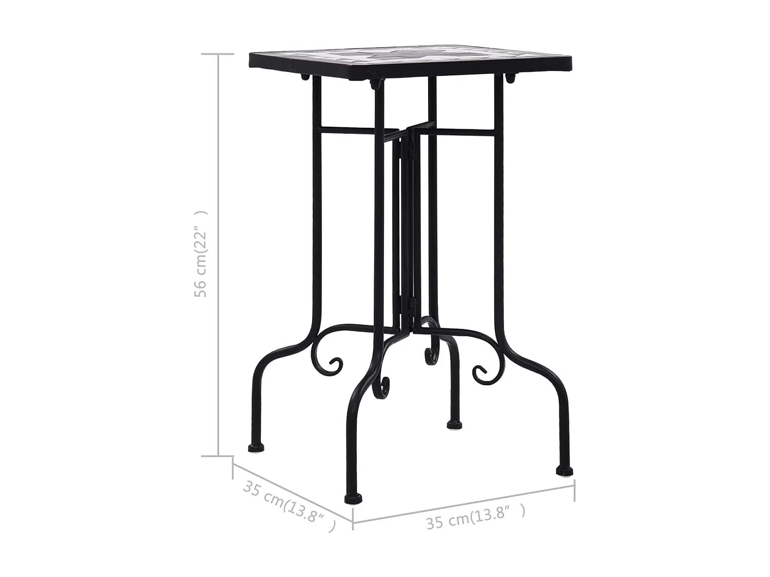 Beistelltisch Mosaik Keramik Schwarz und Weiß