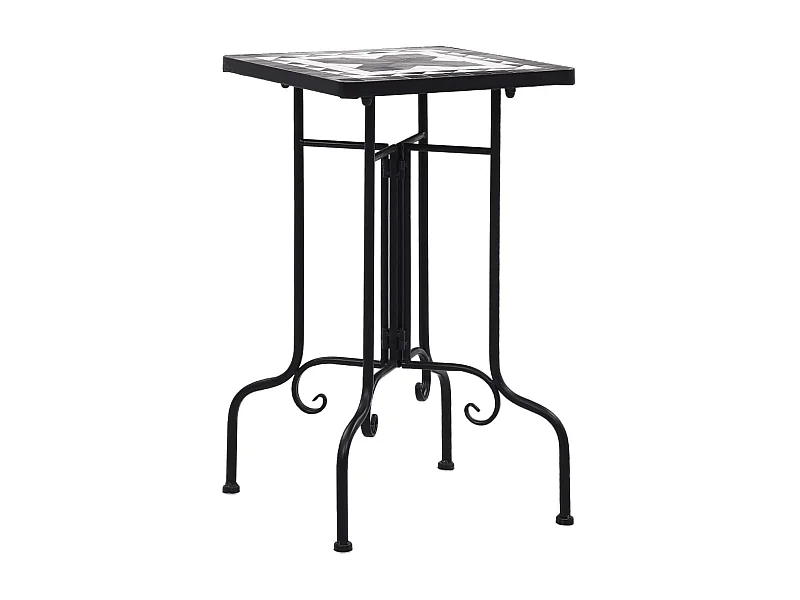 Beistelltisch Mosaik Keramik Schwarz und Weiß