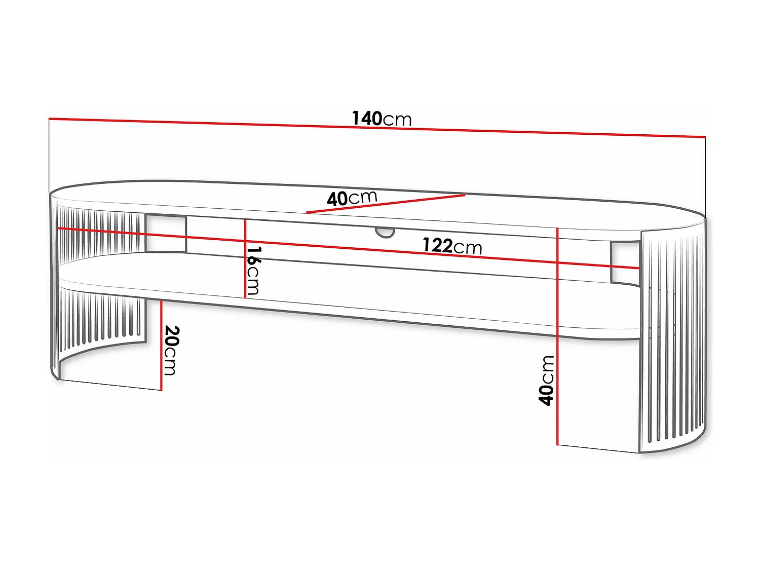 Meuble TV Sordore 121, Chêne doré artisanal|Noir, 140x40x40cm