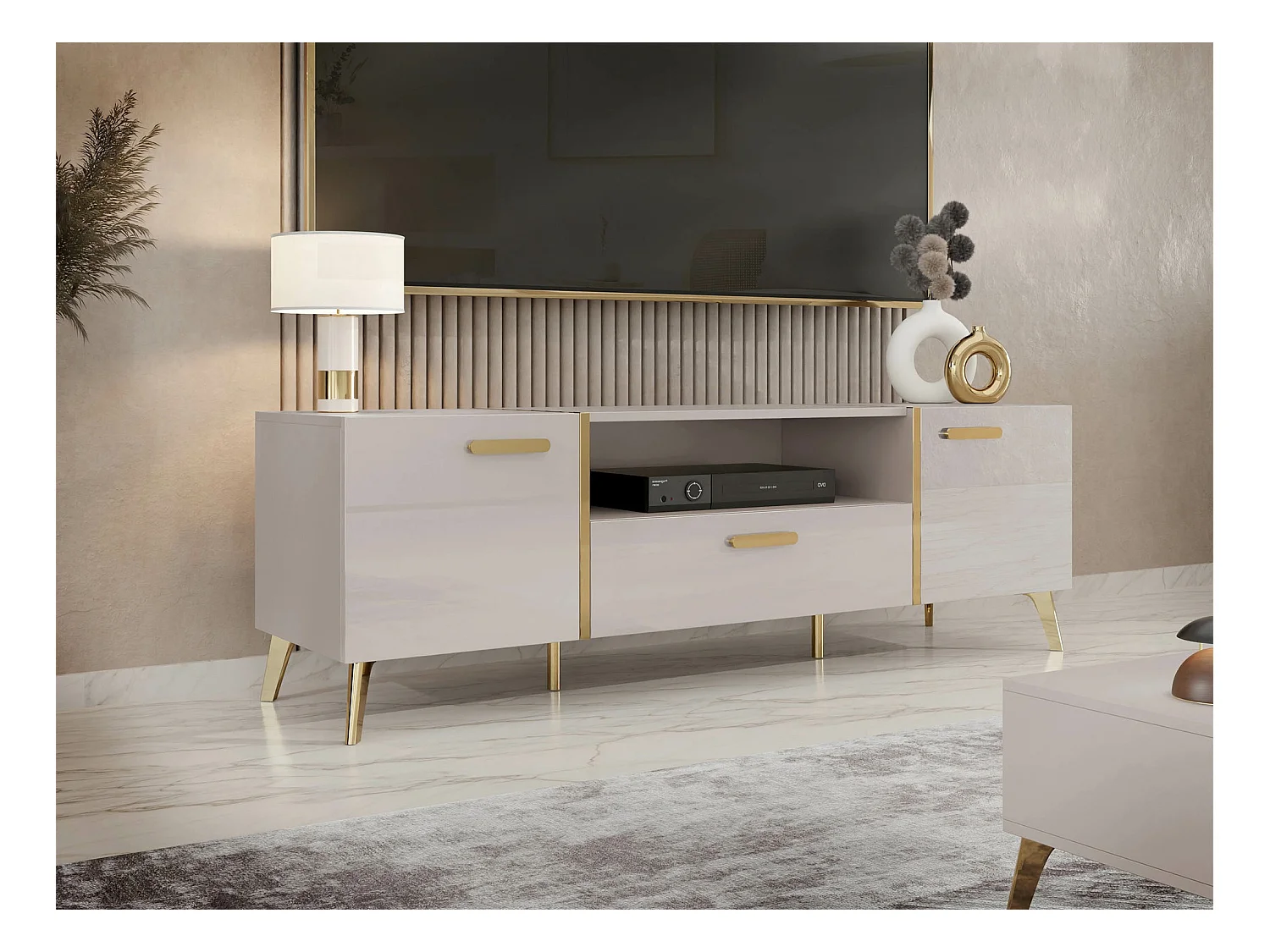 Móvel TV AMBIHOME CIRE - Caxemira brilhante, C154xP38xA47cm