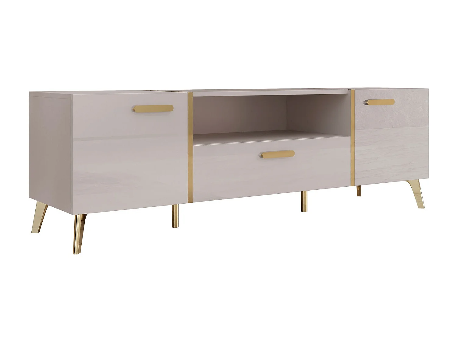 Mobile porta TV Comfivo Teslomo 113, Cachemire|D'oro|Cashmere lucido, 154x47x38cm