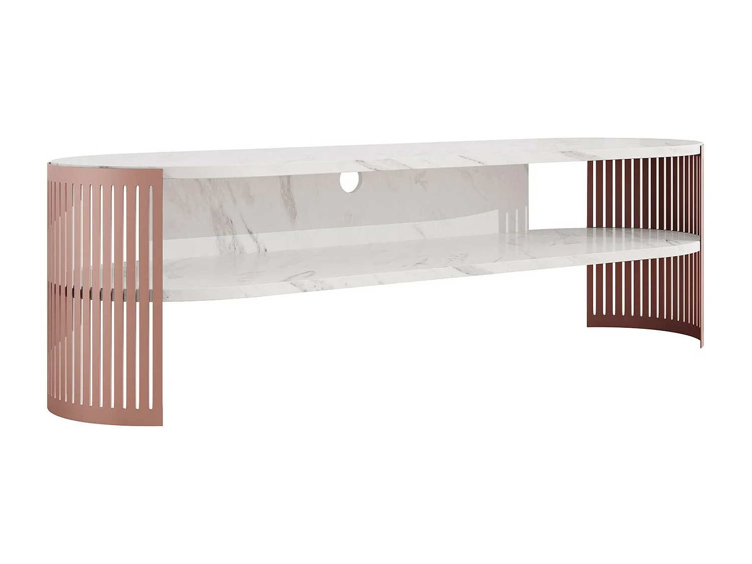 Meuble TV Sordore 123, Marbre noir|Rose, 140x44x40cm