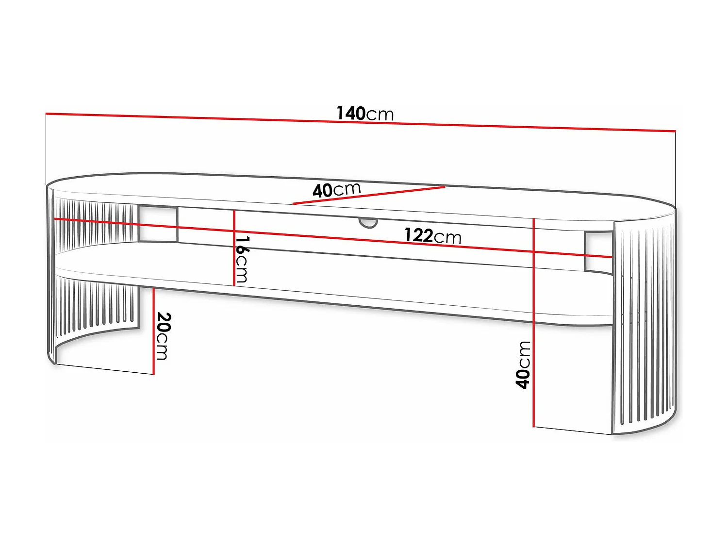 Meuble TV Sordore 123, Marbre noir|Rose, 140x44x40cm
