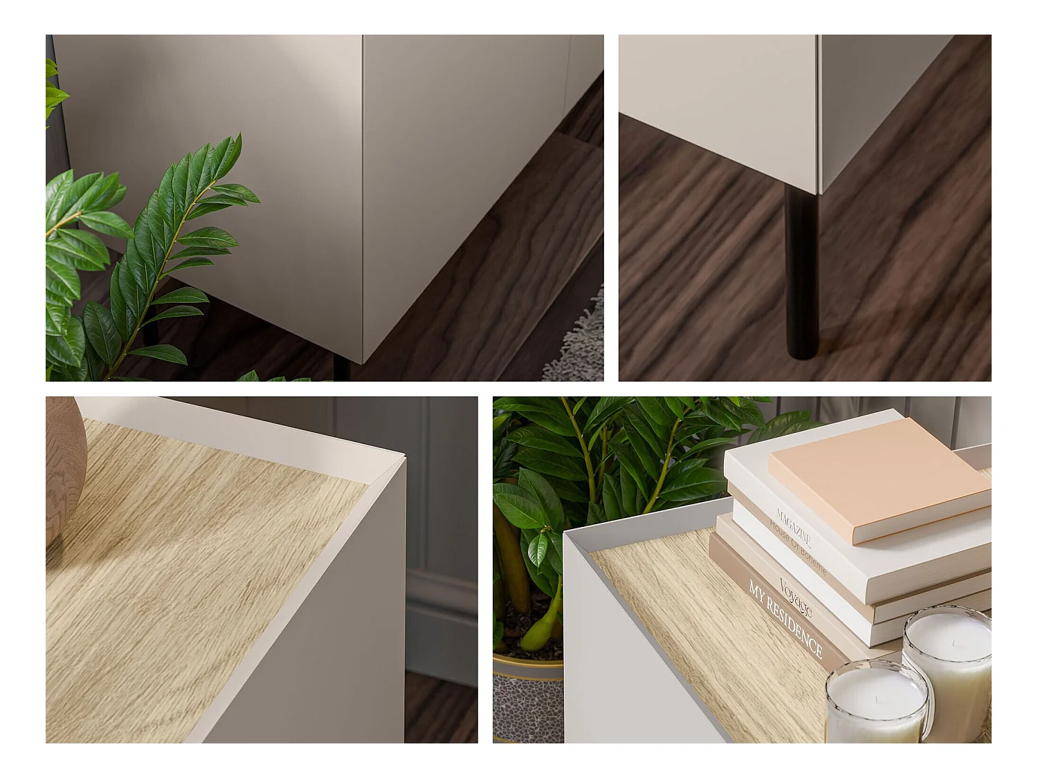 Meuble TV Melbela 106, Cachemire|Chêne, 150x52x40cm