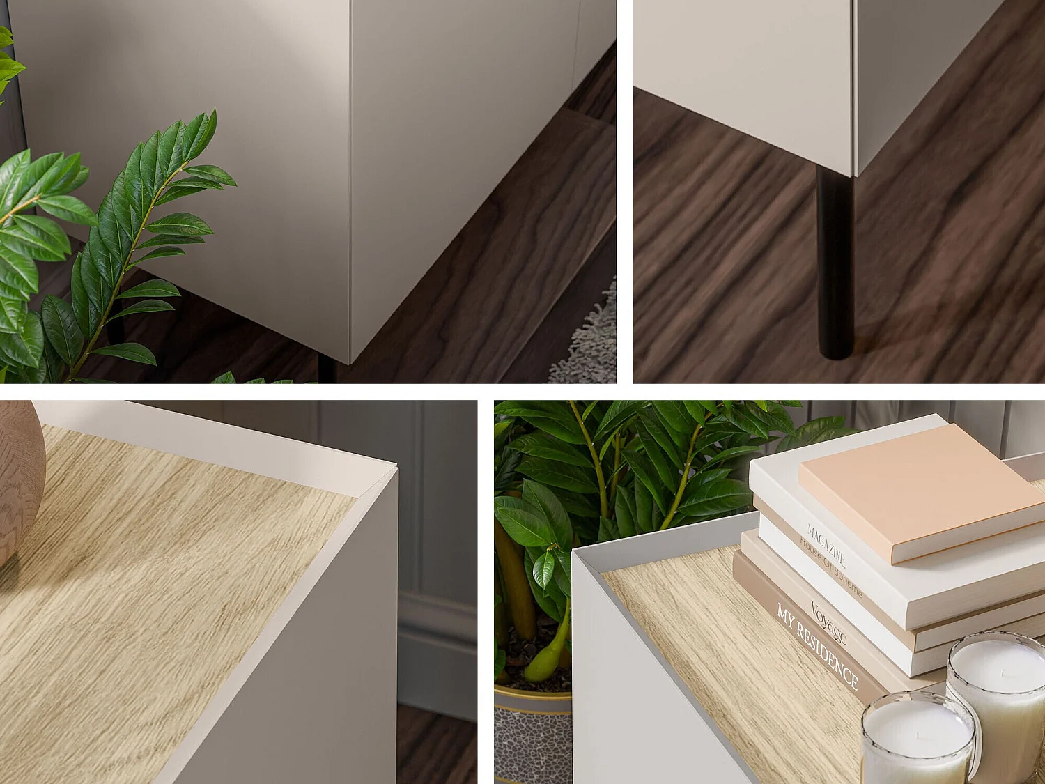 Meuble TV Melbela 106, Cachemire|Chêne, 150x52x40cm