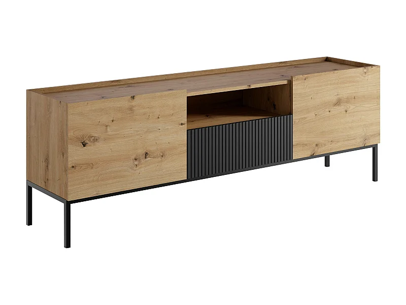 Meuble TV Lunole 109, Chêne Artisan|Noir, 180x60x42cm