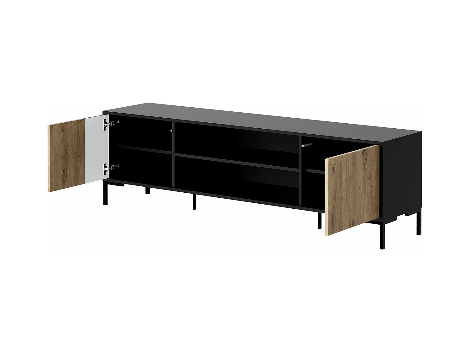 Meuble TV Etrfelu 105, Chêne Artisan|Noir, 180x54x40cm