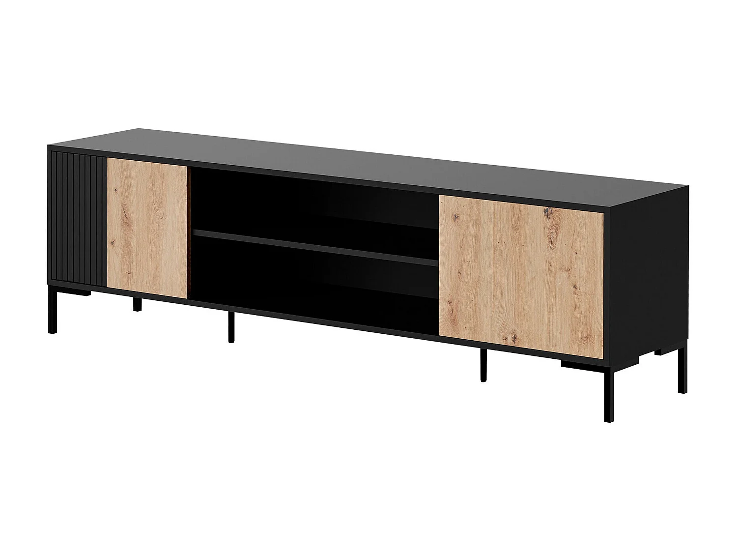 Meuble TV Etrfelu 105, Noir|Chêne Artisan, 180x54x40cm