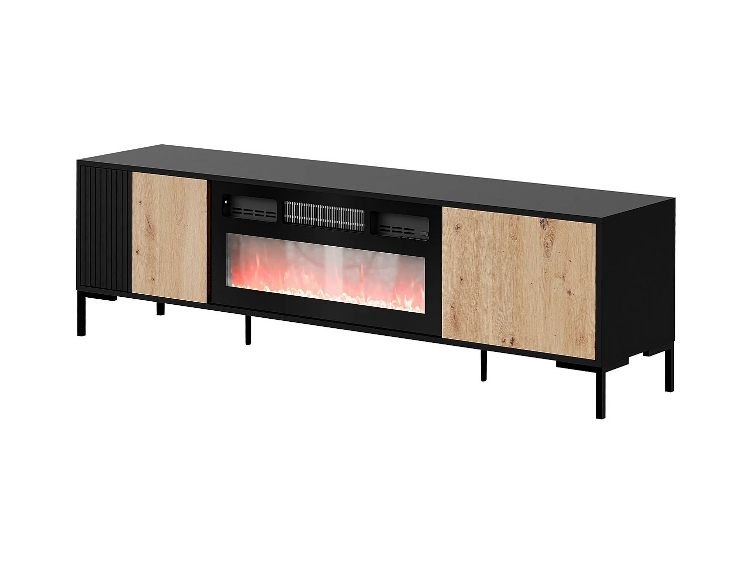 Meuble TV Etrfelu 109, Chêne Artisan|Noir, 180x54x40cm