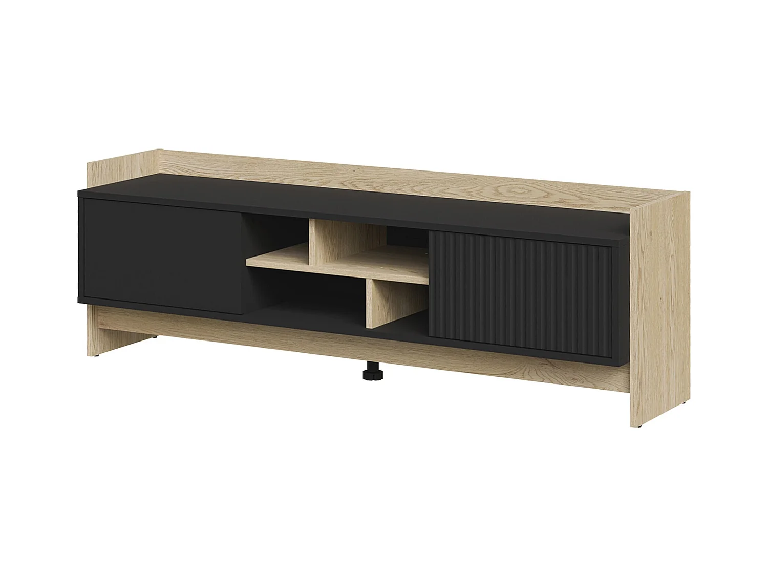 Meuble TV Mavnoli 105, Chêne|Noir, 150x51x38cm